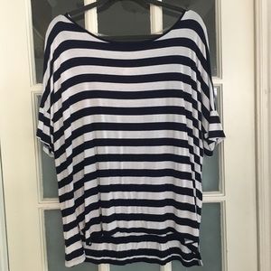 Blue and White Boat Neck Top